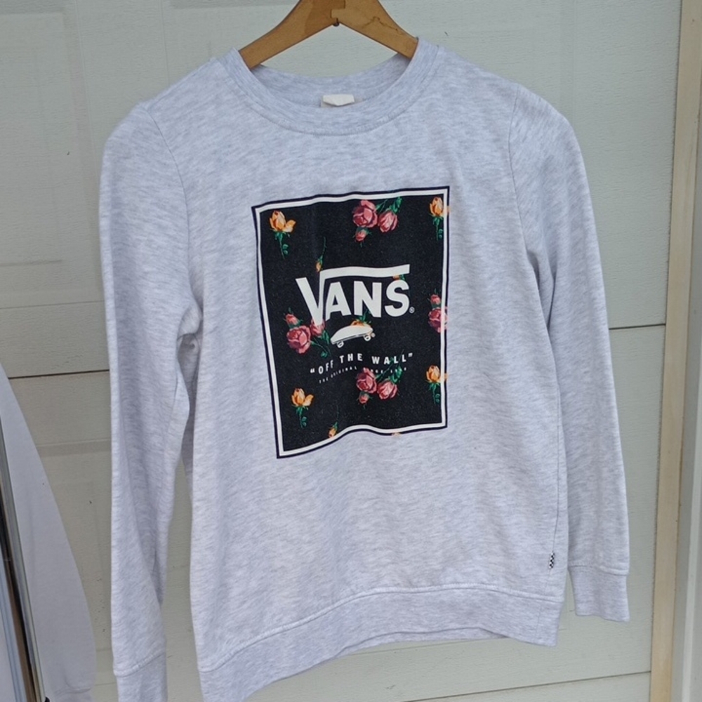 Vans Light Gray Sweatshirt with Floral Graphic